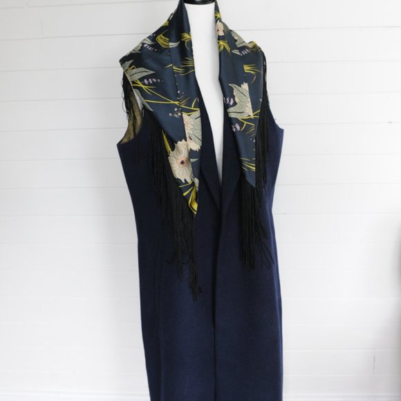 Navy Blue mid length vest jacket - Picture 1 of 8